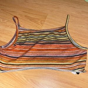 Multi colored hippie / boho super short crop top